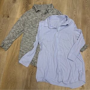 Merona Light Blue and Grey Jersey Knit Button Down Shirt Bundle size L